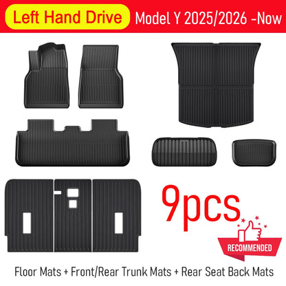 for Tesla Model Y Juniper 2025 2026 Car Floor Mats Cargo Liner Trunk Mats Backrest Kick Pads Protection Car Interior Accessories