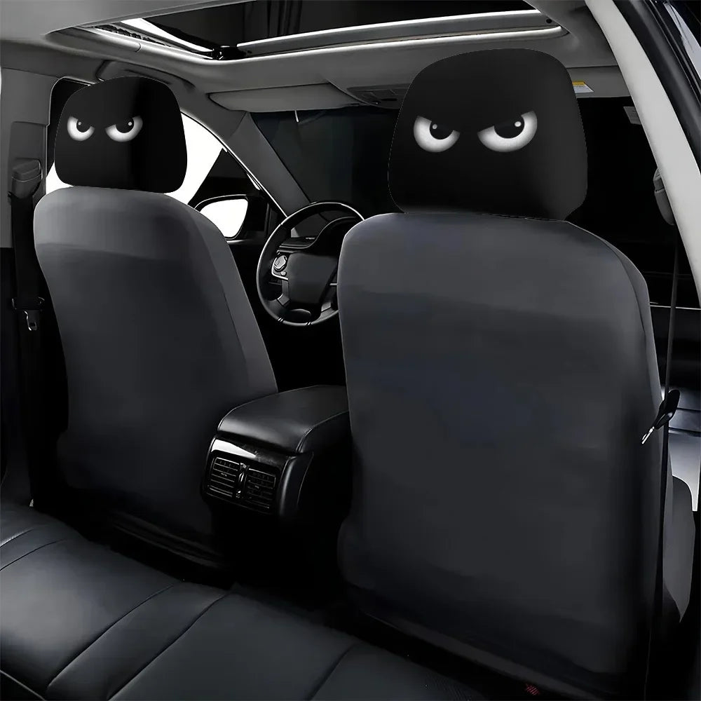 Personalized, funny, and fun car interior universal head cover, black and white head cover, car headrest, seat head cover