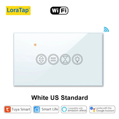 LoraTap Tuya Smart Life WiFi Roller Shutter Curtain Light Switch for Electric Motorized Blinds Work for Alexa Google Home Voice