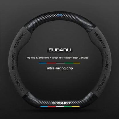 For Subaru Outback Brz Wrx Xv Ascent Forester Impreza Legacy Car Suede Carbon Fiber Leather Steering Wheel Cover Accessories
