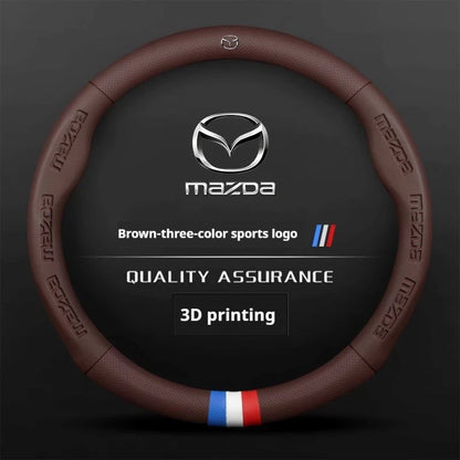 3D Embossing Leathe Car Steering Wheel Cover For Mazda 3 5 6 SKYACTIV Axela Atenza CX30 CX5 CX8 CX9 MX5 RX8 RX7 BT50 Accessories