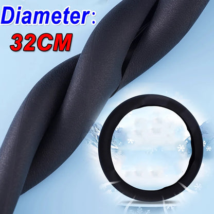 1PC Universal Round D-Shaped 32cm Wheels Comfort Grip Silicone Car Steering Wheel Cover All Seasons Non-Slip Sweat-Absorbent