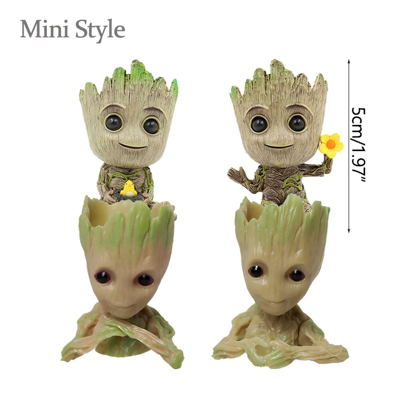 Home Garden Decoration Groot Flower Pot Baby Tree Man Miniature Model Anime Figure Ornament Home Supplies Crafts Kids Toys