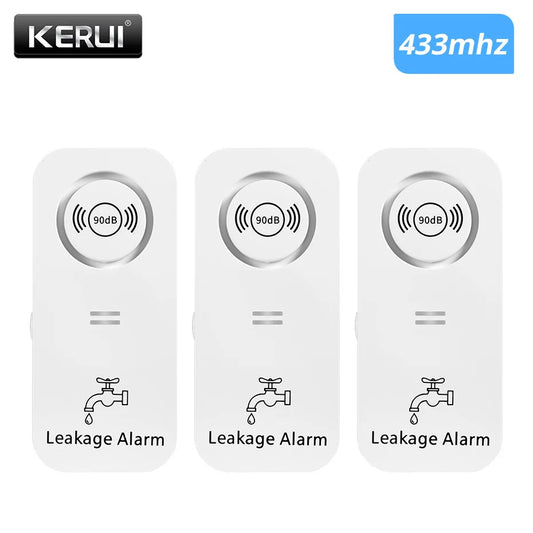 KERUI 433Mhz Leakage Alarm Water Detector Drip Alert with 90db Loud Home Security  Overflow Sensor for Kitchen Bathroom