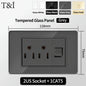 118 Series 118*75mm Tempered Glass US Thai Wall Socket Dual USB Type-C Ports Light Switch Smart Home Appliance 110V Home Office