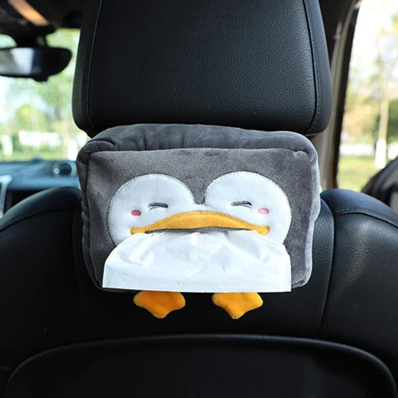 Cartoon Car Tissue Box Cute Plush Animals Napkin Paper Holder Portable Auto Armrest Box Tissue Paper Storage Case Car Decoration