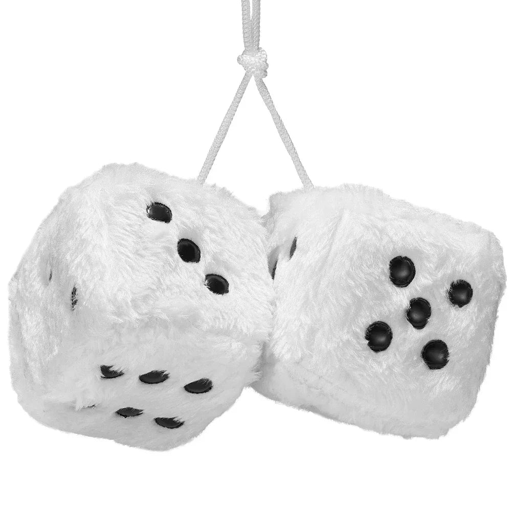 1 Fuzzy Plush Dice with Dots Retro Square Plush Hanging Mirror Fuzzy Dices Kid Toys for Pink Car Interior Ornament Decoration