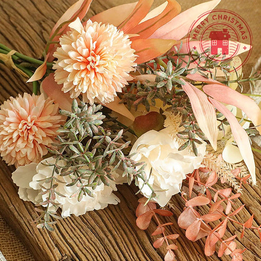 44cm Home Decoration Artificial Flowers Bouquet 1pc/Lot Champagne Peony Dandelion Bouquet Wedding Ins Style Room Decor Supplies