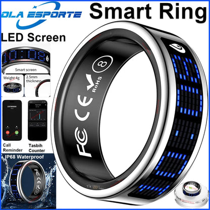 2026 Smart Ring Men Women LED Display Screen Heart Rate Blood Oxygen Monitor 5ATM Waterproof Multi Sports Mode Gifts For Android