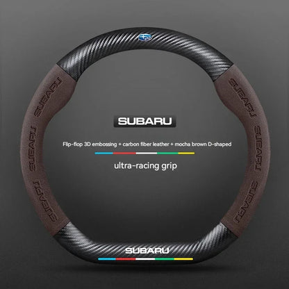 For Subaru Outback Brz Wrx Xv Ascent Forester Impreza Legacy Car Suede Carbon Fiber Leather Steering Wheel Cover Accessories