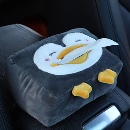 Cartoon Car Tissue Box Cute Plush Animals Napkin Paper Holder Portable Auto Armrest Box Tissue Paper Storage Case Car Decoration