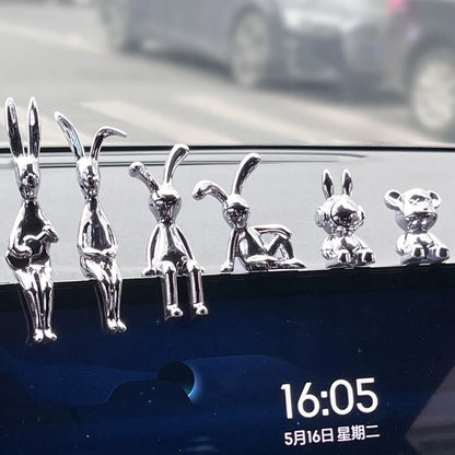 Cute Rabbit Cartoon Animal Ornaments Car Interior Decoration for Center Console Dashboard Fashion Auto Accessories