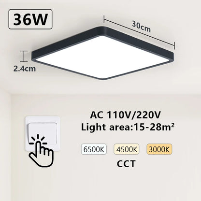 MARPOU Tuya Smart LED Ceiling Lamp Wood Grain App Voice Control Alexa/Google Remote Control Square Ceiling Lights Living Room