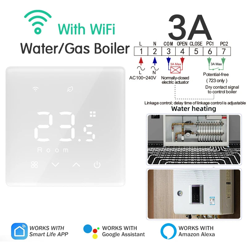 WiFi Thermostat for Electric Floor Heating Water/Gas Boiler Smart Tuya Programmable Temperature Controller Google Home Alexa