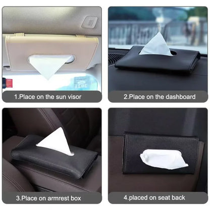 New PU Leather Tissue Box Auto Car Truck Sun Visor Hanging Holder Car Tissue Boxes Auto Interior Storage Decoration Accessories