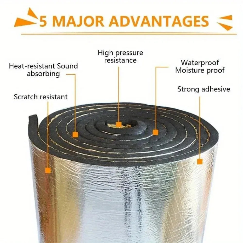 10mm Car Soundproofing Heat Insulation Cotton Roll Heatproof Soundproof Noise Reduction for RV Foam Floor Roof Pipe Insulation