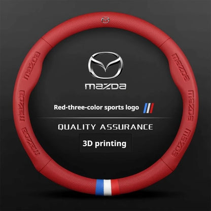 3D Embossing Leathe Car Steering Wheel Cover For Mazda 3 5 6 SKYACTIV Axela Atenza CX30 CX5 CX8 CX9 MX5 RX8 RX7 BT50 Accessories