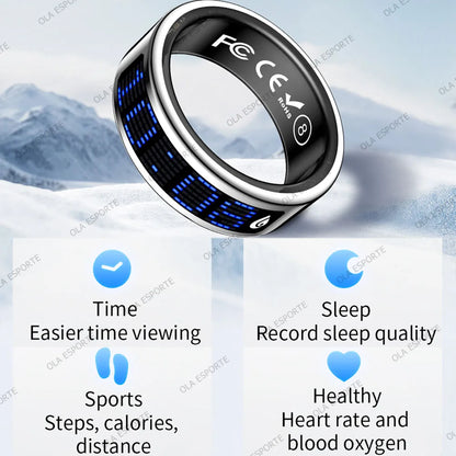 2026 Smart Ring Men Women LED Display Screen Heart Rate Blood Oxygen Monitor 5ATM Waterproof Multi Sports Mode Gifts For Android