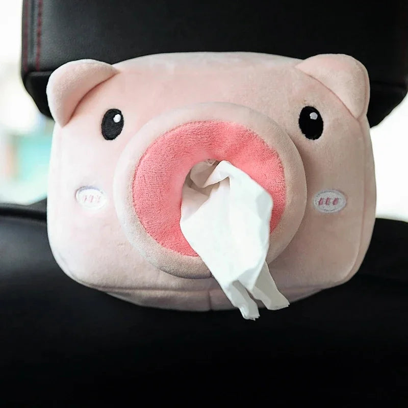 Cartoon Car Tissue Box Cute Plush Animals Napkin Paper Holder Portable Auto Armrest Box Tissue Paper Storage Case Car Decoration