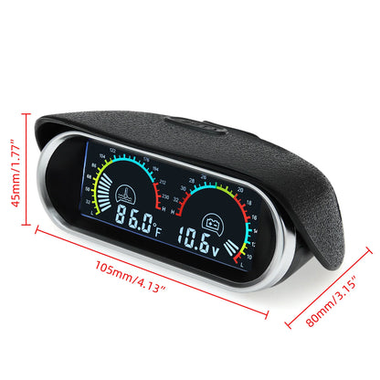 2 in 1 LCD Digital Auto Water Temp Gauge Voltmeter Gauge For Car Truck Motorcycle Temperature Sensor 10mm Temperature 12V 24V