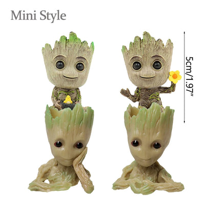 Home Garden Decoration Groot Flower Pot Baby Tree Man Miniature Model Anime Figure Ornament Home Supplies Crafts Kids Toys