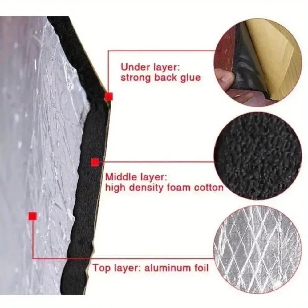 10mm Car Soundproofing Heat Insulation Cotton Roll Heatproof Soundproof Noise Reduction for RV Foam Floor Roof Pipe Insulation