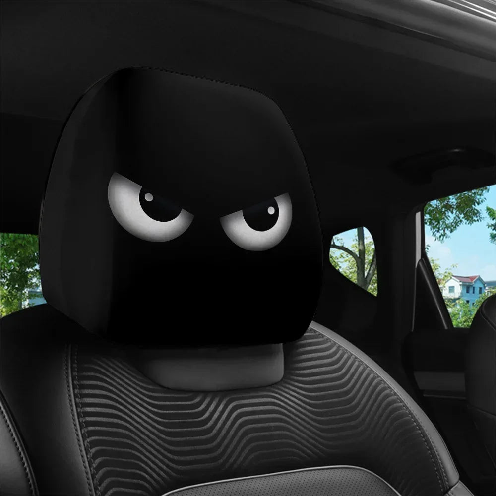 Personalized, funny, and fun car interior universal head cover, black and white head cover, car headrest, seat head cover