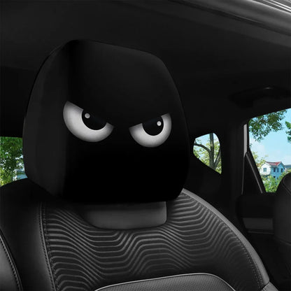 Personalized, funny, and fun car interior universal head cover, black and white head cover, car headrest, seat head cover
