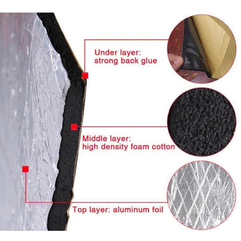 5/10MM Sound Deadener Heat Insulation Mat Car Van Sound Proofing Deadening Insulation Car Hood Insulation Silent Door Wall