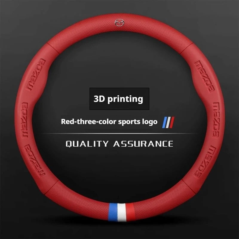 3D Embossing Leathe Car Steering Wheel Cover For Mazda 3 5 6 SKYACTIV Axela Atenza CX30 CX5 CX8 CX9 MX5 RX8 RX7 BT50 Accessories