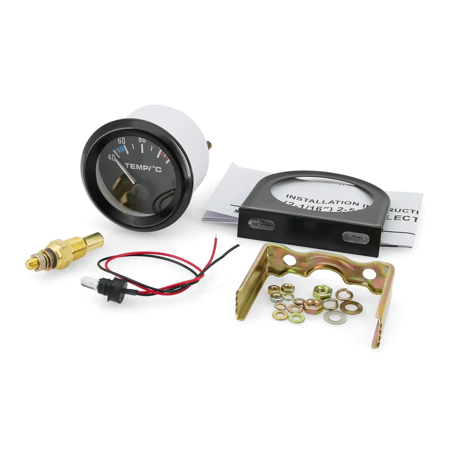 52MM Oil Pressure Gauge Water Temperature Oil Temp Voltmeter Fuel Level Meter with Bracket Pod Holder For 12V Universal Vehicle
