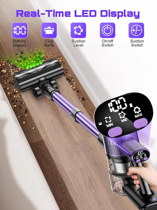 Cordless Handheld Vacuum Cleaner,55KPA,Touch Screen,Smart Dust Sensor,Auto Speed Control for Home Bed/Carpet/Pet Hair/Hard Floor
