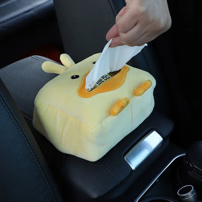 Cartoon Car Tissue Box Cute Plush Animals Napkin Paper Holder Portable Auto Armrest Box Tissue Paper Storage Case Car Decoration