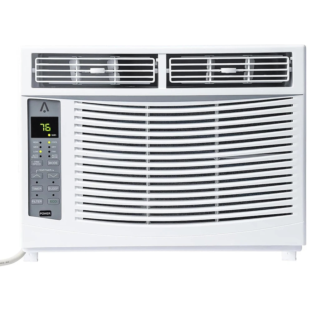6000 BTU Smart Window Air Conditioner with WiFi - Cools Rooms to 250 Sq Ft, Remote & App Control for Bedroom Office
