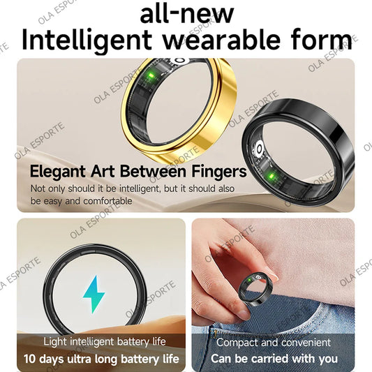 2026 Smart Ring Blood Pressure Heart Rate Sleep Monitoring Smartring IP68 & 5ATM Waterproof Multi-sport Mode Smartring Man Women