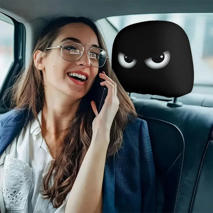 Personalized, funny, and fun car interior universal head cover, black and white head cover, car headrest, seat head cover