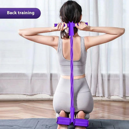 6-Tube Resistance Band Multi Function Tension Rope Fitness Bands 6-Tube Elastic Yoga Pedal Puller For Sports Exercises At Gym