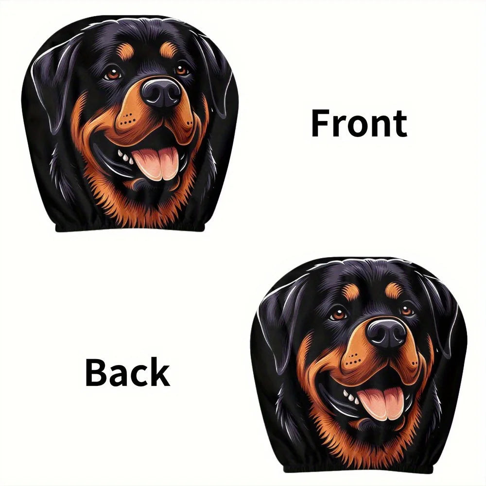 A two-piece set of loyal and cute tongue-sticking dog car headrest covers, suitable for long-distance driving or daily commuting
