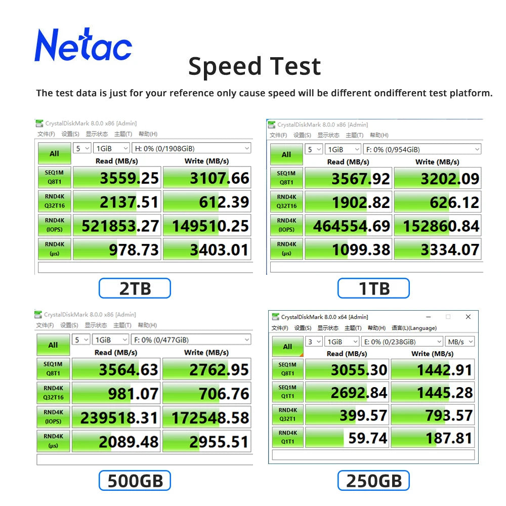 Netac M.2 SSD 500GB 1TB SSD NVMe Hard Drive 250GB M2 PCIe3.0 Internal Solid Disk with Graphene Heat Sink for Desktop Laptop