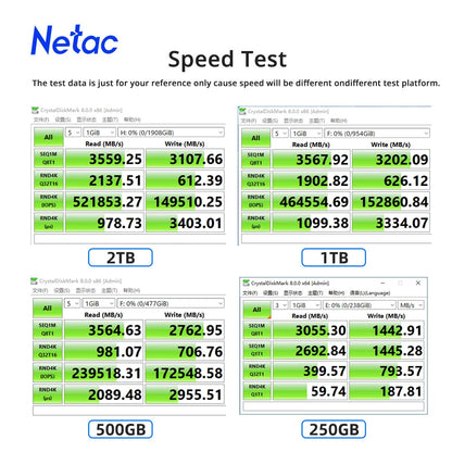 Netac M.2 SSD 500GB 1TB SSD NVMe Hard Drive 250GB M2 PCIe3.0 Internal Solid Disk with Graphene Heat Sink for Desktop Laptop