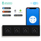 Bseed Wifi Wall Socket France Standard Crystal Glass Panel Smart Socket Outlets Work With Tuya Google Home Alexa Timer APP