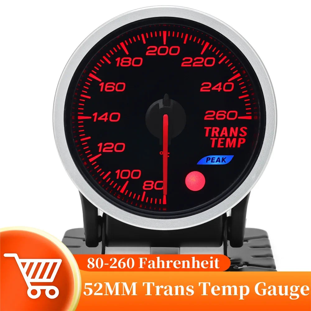 52MM Trans Temprature Gauge 80-260 Fahrenheit 80-260 Fahrenheit with 7 Color Backlight for 12V Gasoline Vehicle