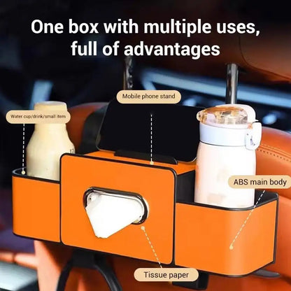 Car Chair Back Storage Box,Multifunctional Tissue Box,Car Water Cup Seat Back Storage Box,Car Interior Decoration Hook